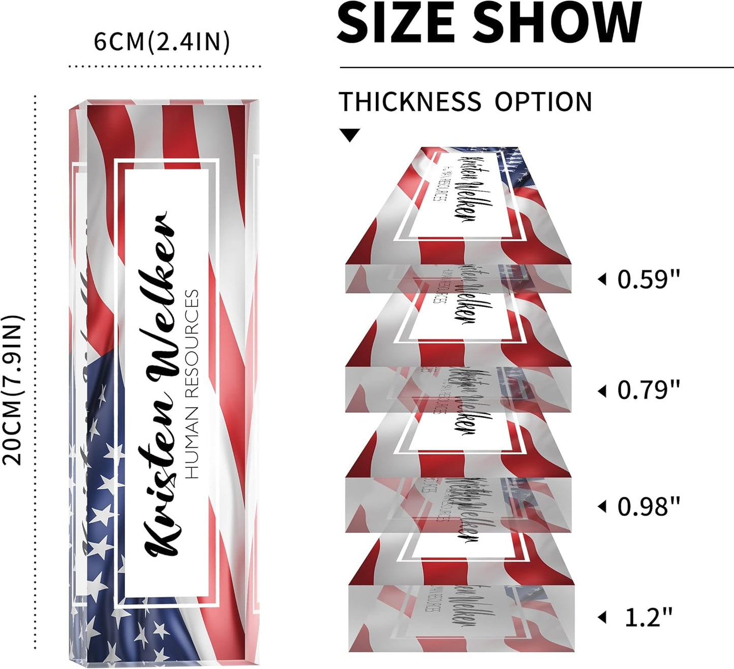 Desk Name Plate Personalized, Custom Name Plates for Desks, Premium Flag Acrylic Desk Name Plate, Office Desk Decor for Women or Men Coworkers, Boss, Employee, Teacher (Flag1)