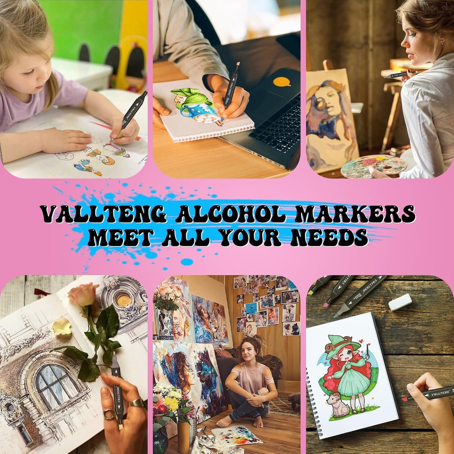 alchilalart 170 Colors Alcohol Based Markers, Alcohol Markers Set, Dual Tip Alcohol Sketching Drawing Markers Animation for Adults Kids