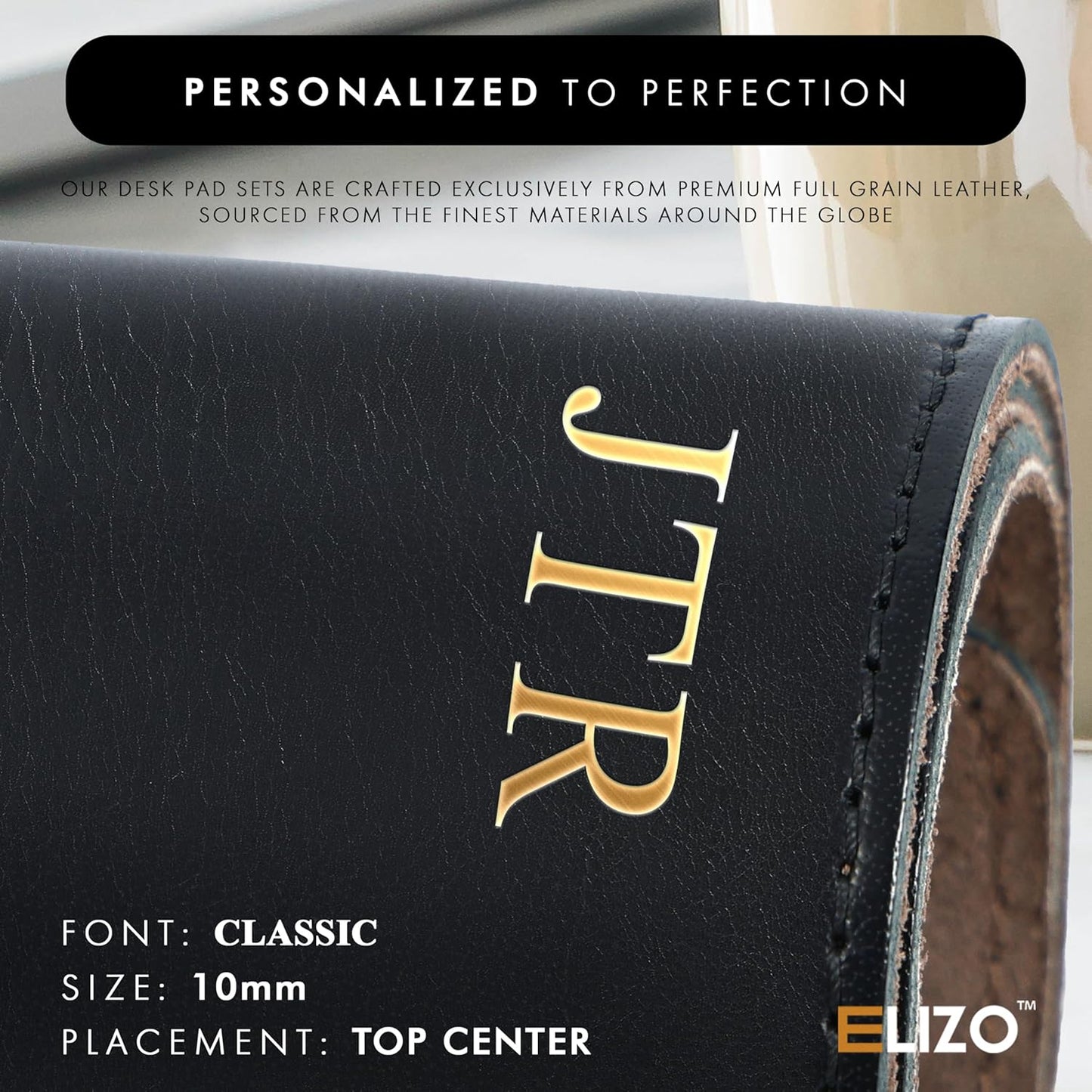 ELIZO Personalized Custom Desk Pad Set Real Leather Desk Mat Mouse Pad Unique Gifts for Him Her Leather Gifts for Men Women Engraved Embossed Monogrammed Corporate Gifts