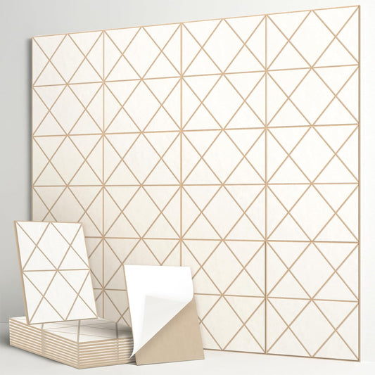 12-Pack Acoustic Panels, 16"x12"x0.4" Large Acoustic Wall Panels, Self-Adhesive Sound Absorbing Panels for Recording Studios & Offices, White+Camel Decorative Acoustic Panels