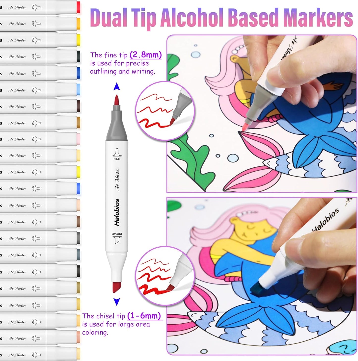 168 Colors Fine & Chisel Alcohol Markers, Dual Tip Art Markers Alcohol Marker Set with Case, Marker for Adults Kids Coloring Artists Drawing Sketching Card Making and Illustration