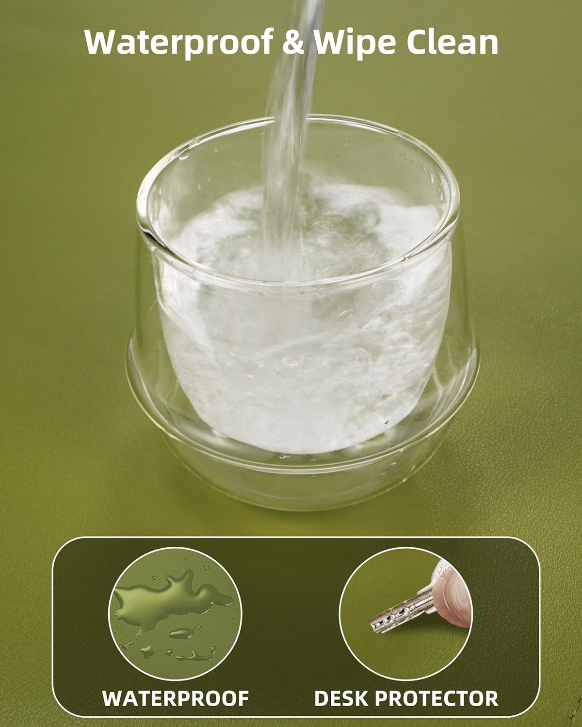 Desk Pad Mat - Leather Desk Pad Protector for Office and Home - Desk Organization and Accessories - Ideal for Large Mouse Pad and Desk Mats on Top of Desks(Green,31.5" x 15.7")