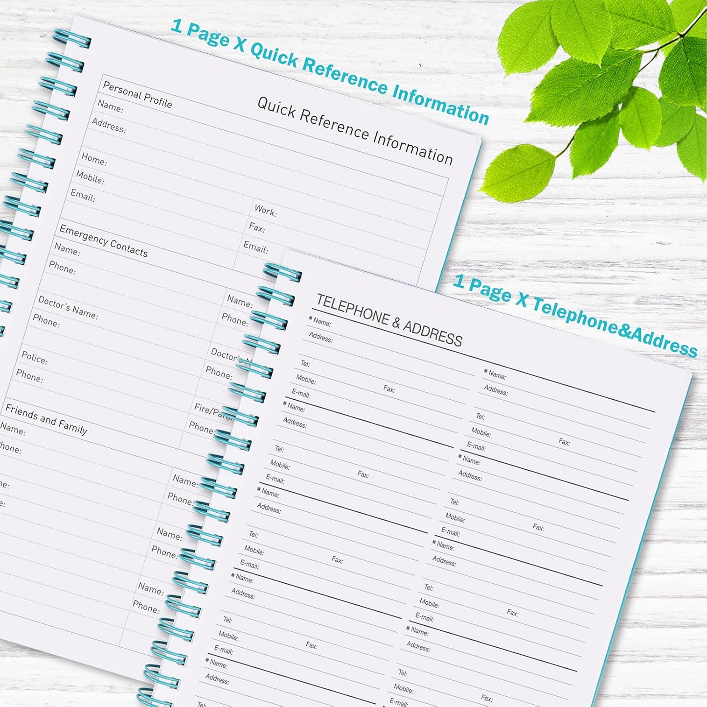 Daily Planner Undated, Asten To Do List Notebook Hourly Schedules Spiral Appointment Planner for Men and Women,PVC Hardcover,Elastic Closure, Inner Pocket 8.3" x 5.8" (Blue)