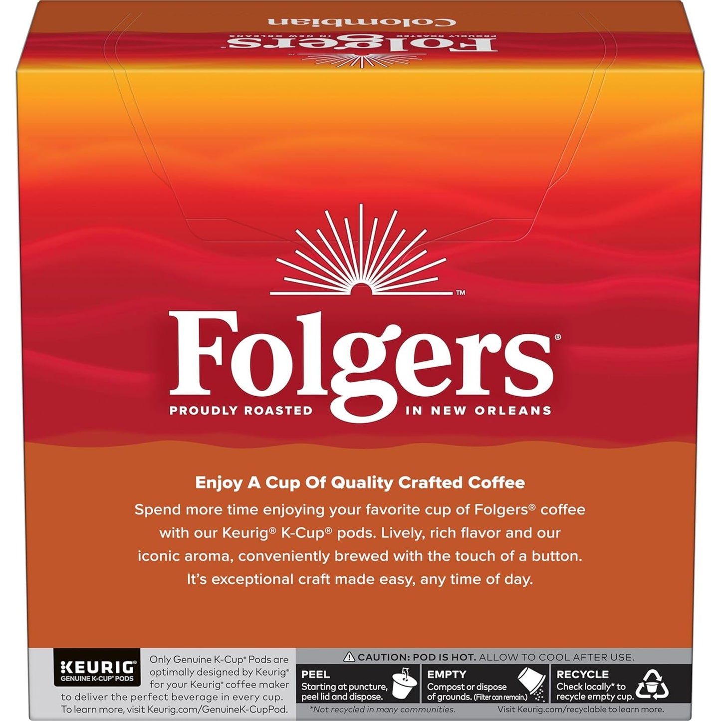Folgers Colombian Medium Roast Coffee, 128 Keurig K-Cup Pods