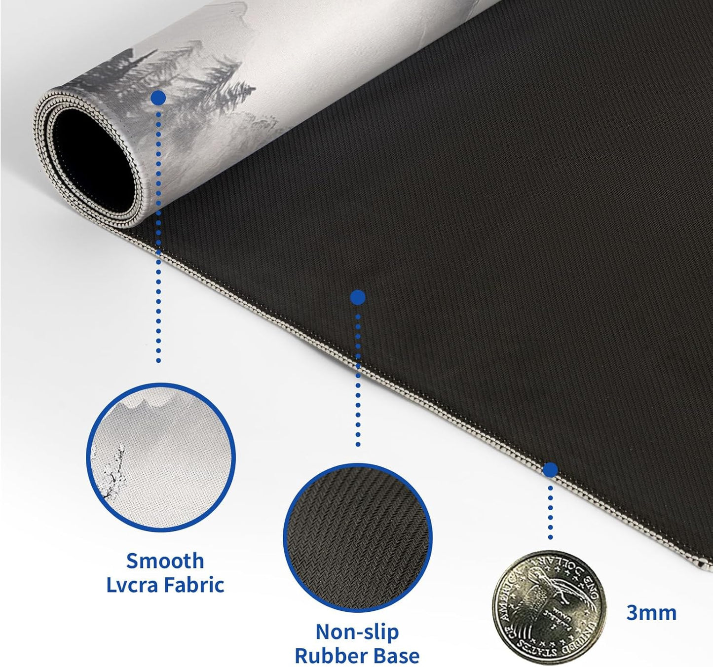 Pagoda Mouse Pad Abstract Cherry Blossom Watercolor Mouse Pad 31.5x11.8 Inch Texture Non-Slip Rubber Base Large Mousepad Stitched Edges Keyboard Mouse Mat Desk Pad for Office