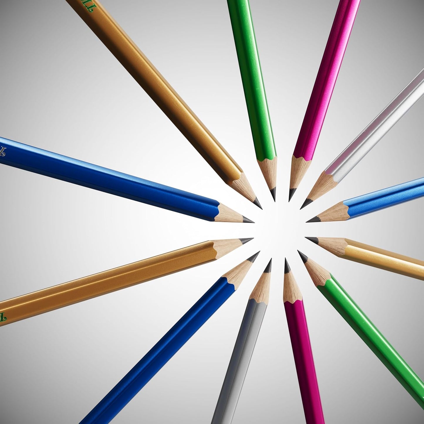 Ticonderoga Wood-Cased Pencils, Pre-Sharpened, #2 HB Soft, Metallic Colors, 18 Count