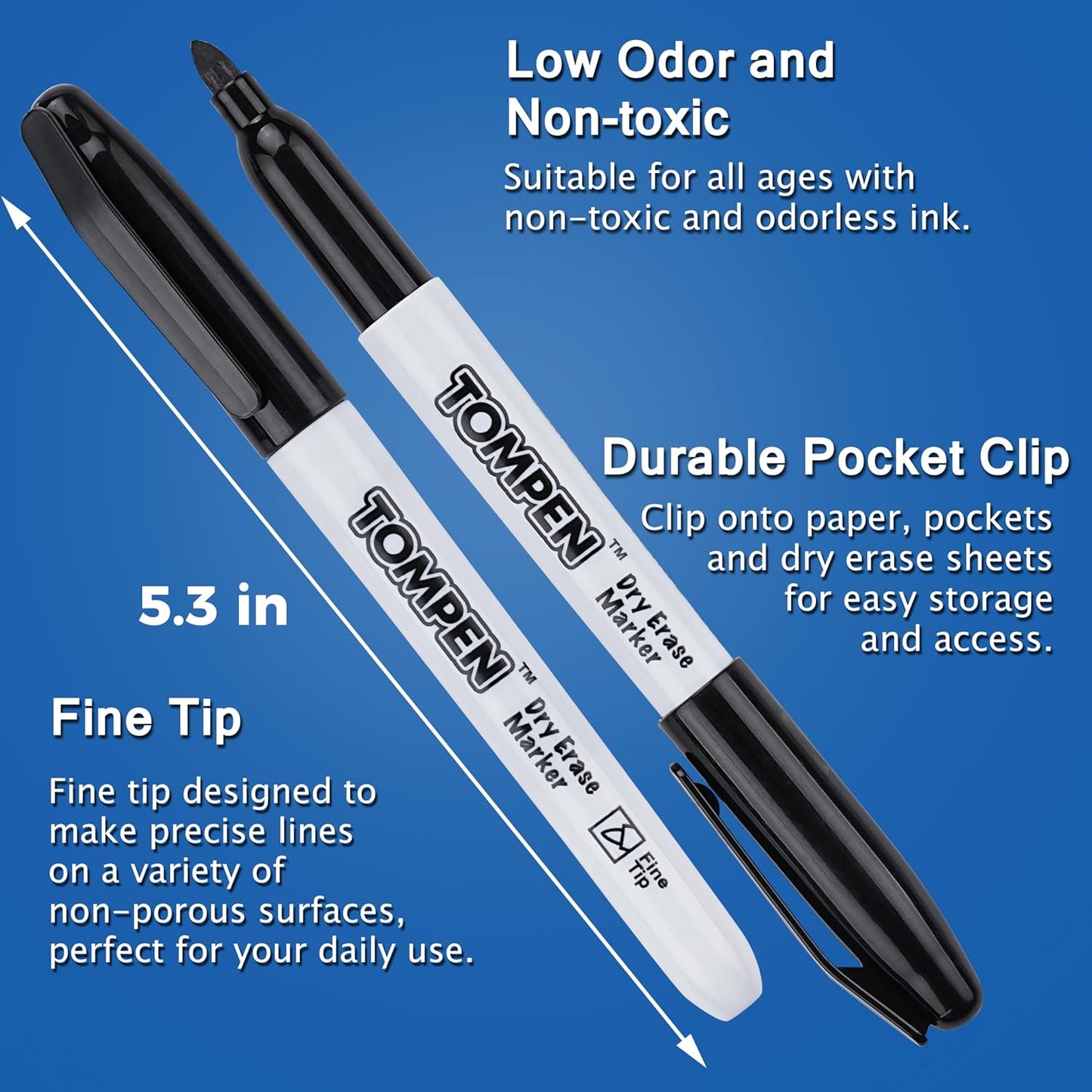 Dry Erase Markers Black,160 Bulk Pack Fine Tip,Low Odor Quick-Drying Whiteboard Markers for Office Home School Writing Planning