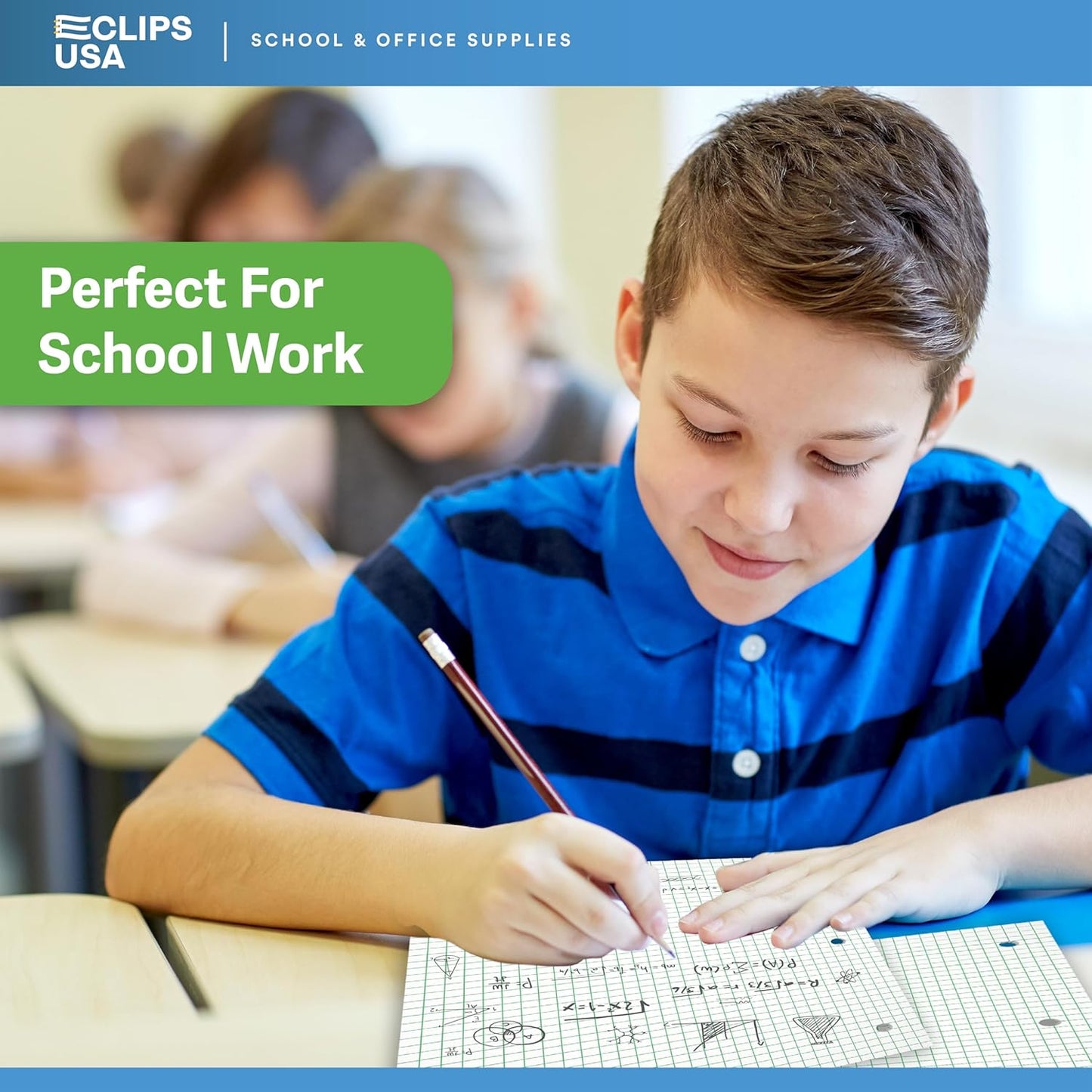 Graph Paper, Loose Leaf Graph Paper, 4 x 4 Squares Per Inch Quad Ruled Graph Paper, 10.5” x 8” Graphing Paper, 56 gsm, 150 Per Pack, 450 Sheets (3 Pack)