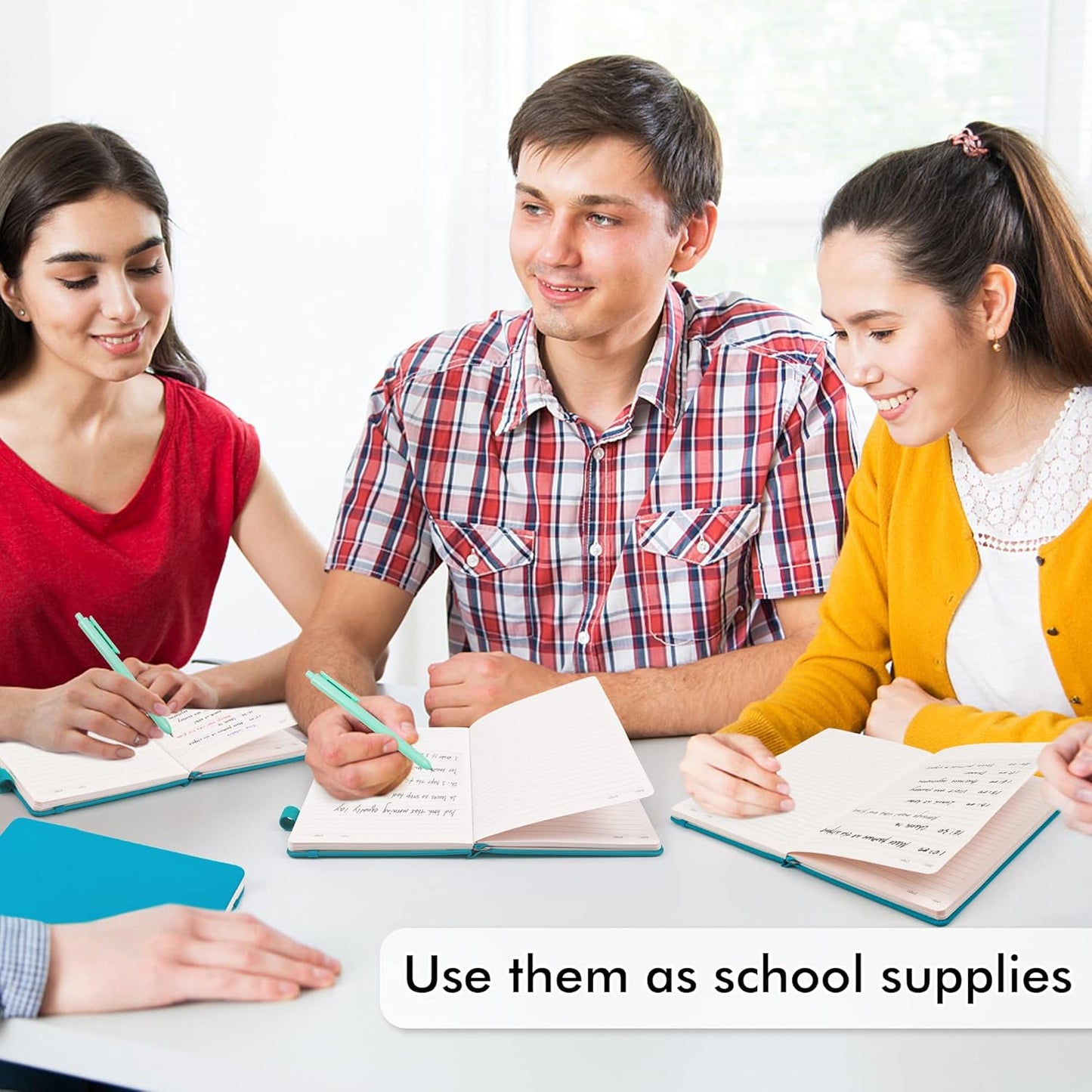 feela 24 Pack Journal Notebook Bulk for Work, Business Notebook Hardcover Lined Writing Journal with Pen Holder for Men Women Note Taking, with 24 Black Pens, 120 GSM, 5.1”x8.3”, A5, Teal