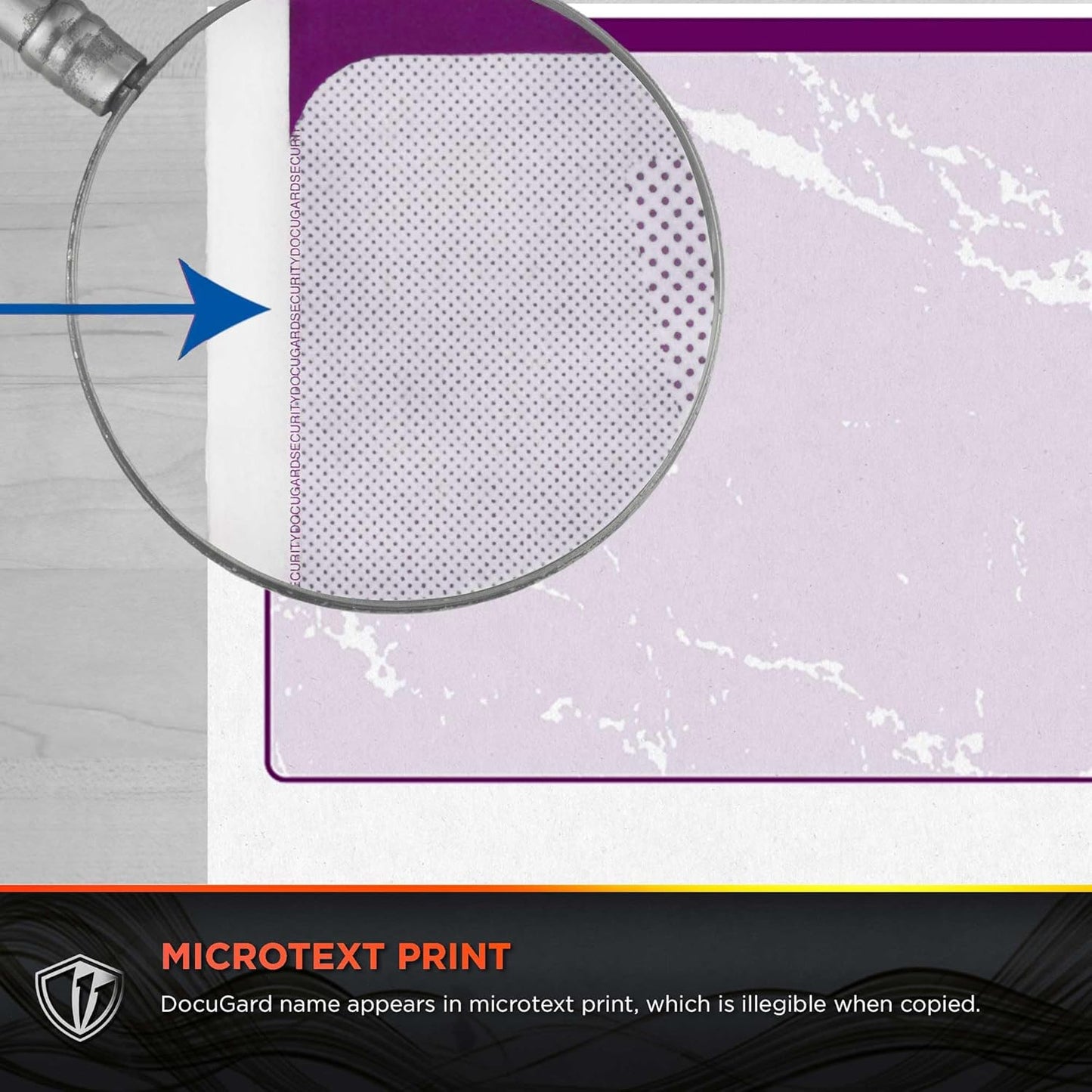 DocuGard Standard Purple Marble Top High Security Check Paper - QuickBooks & Laser/Inkjet Printer Compatible - 11 Security Features - 500 Blank Business Checks (04507)