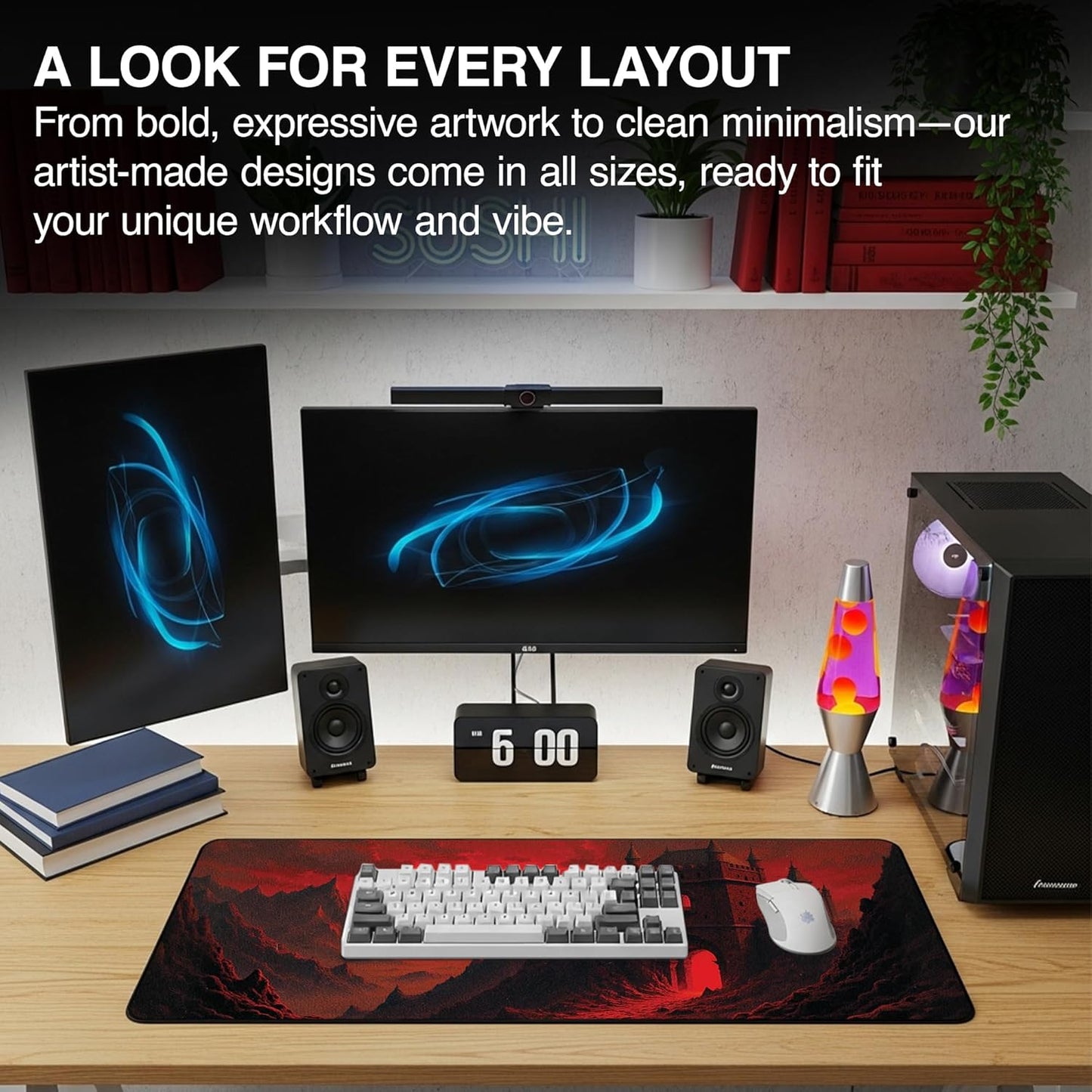 MPCO. Dark Fantasy Large Gaming Desk Pad - 36" x 17" Aeroglyde Fabric The Scarlet Passage Desk Mats - Non-slip, Washable, Smooth Glide for Precision Gaming & Work