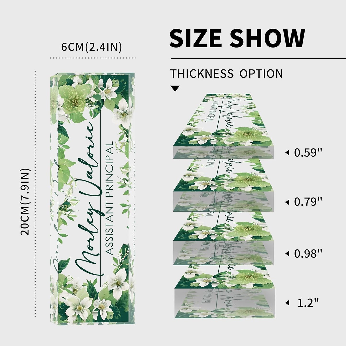 Custom Name Plate for Desk | Personalized Desk Name Plate | Personalized Boss Employee Appreciation Gifts | Acrylic Name Plate Office Desk Accessories (B-Green Flower)