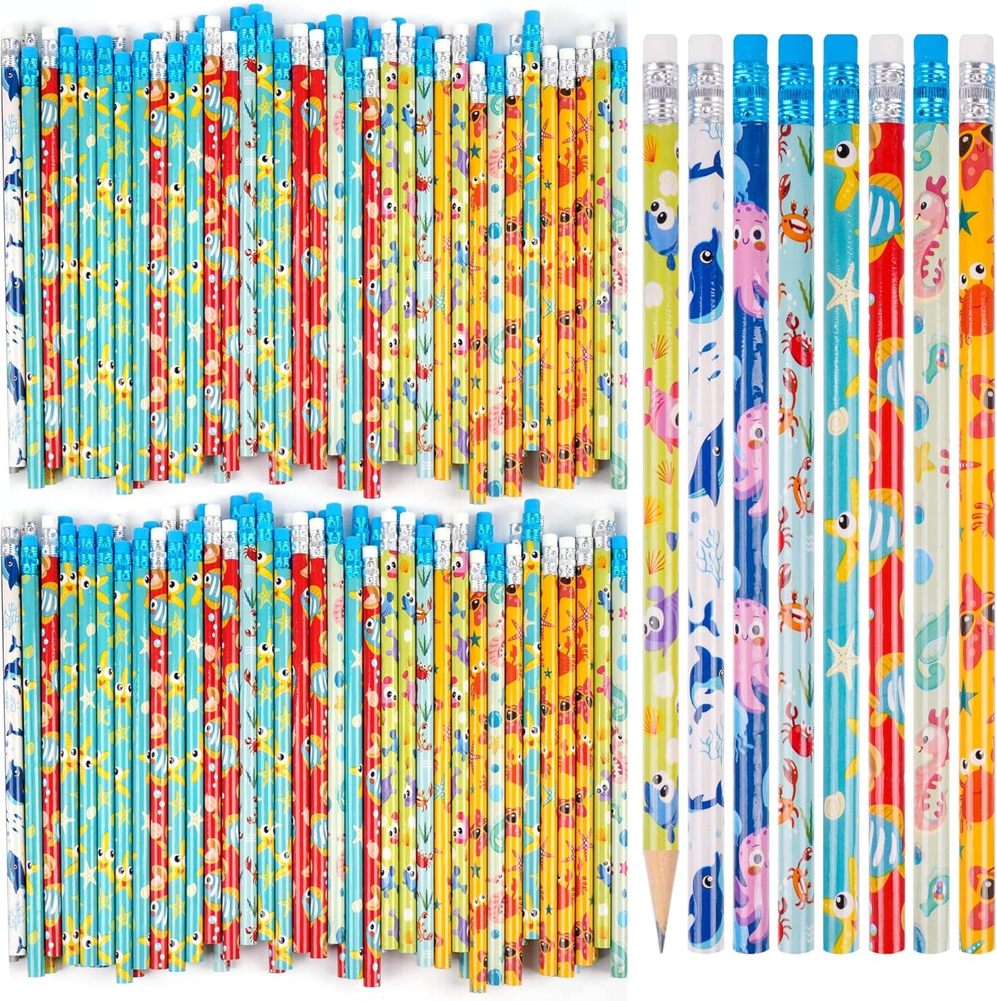 Kolewo4ever 200 Pieces Under The Sea Pencils Ocean Pencil Wood Pencil Oceam Element Sea Themed Pencils for Teachers Classrooms Reward School,Learning Activities