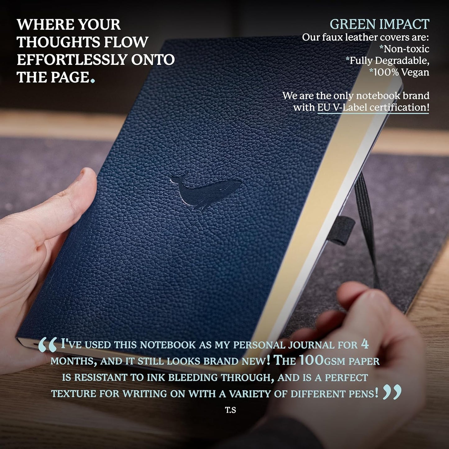 Dingbats A5+ Wildlife Notebook Journal Softcover, Cream 100gsm Ink-Proof Paper, 6 x 8.3 inches, 112 pages (Blue Whale, Dotted Format)