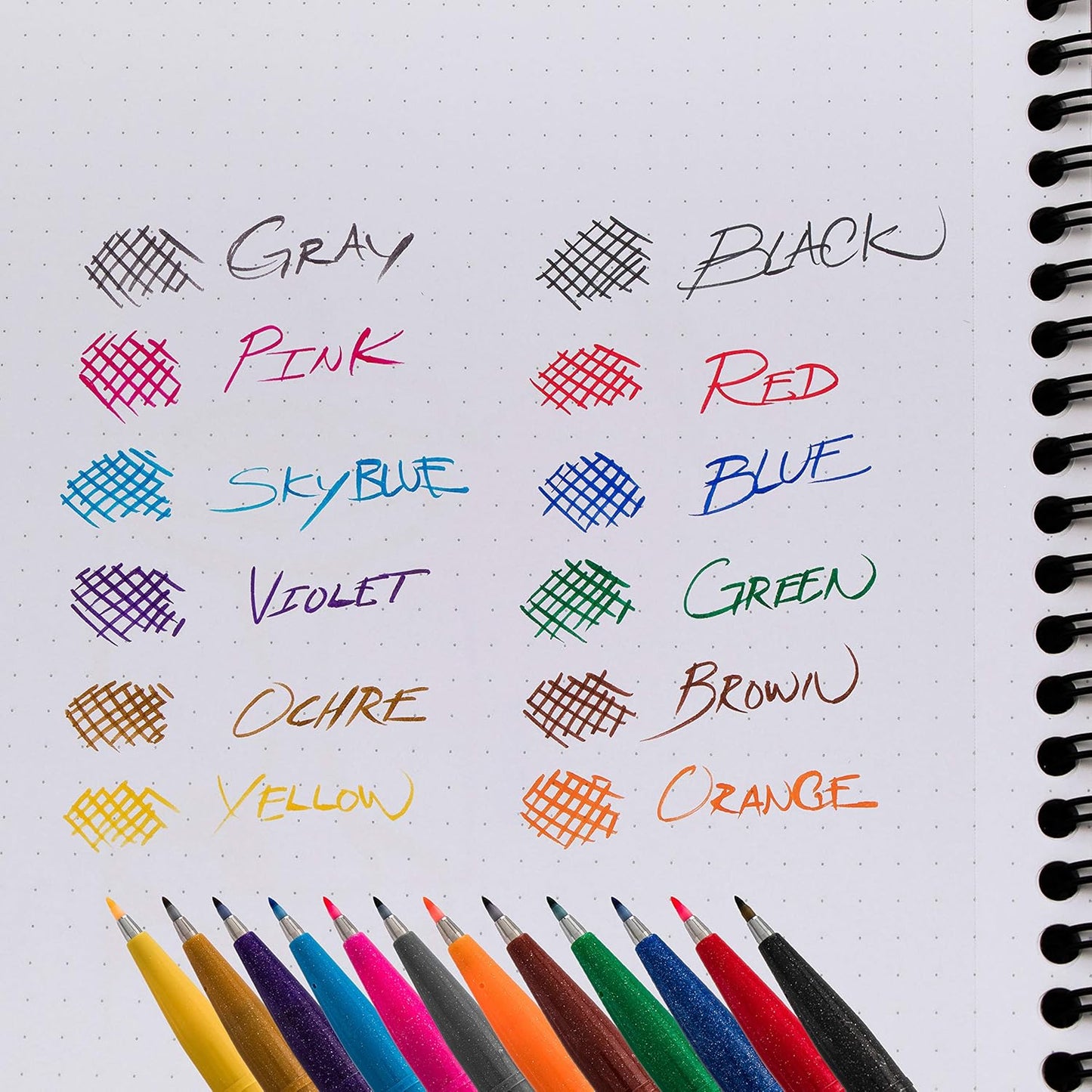 Pentel SES15CPC12 Sign Pen Brush Flexible Point Marker, Assorted, 12/Pack