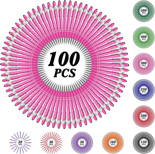Max 500 Pcs Personalized Pens Bulk, Custom Pens with Free Engraving, Customized Stylus Tip Ballpoint Pen with Your Name Massage Text for School Office Business Graduation Anniversaries-100 Packs