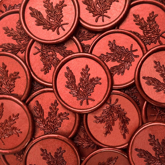 100Pcs Wax Seal Stickers Handmade Envelope Seals Self Adhesive Wax Stickers for Wedding Party Invitations, Envelope, Gift Wrap, Christmas(Rosemary Style, Red)