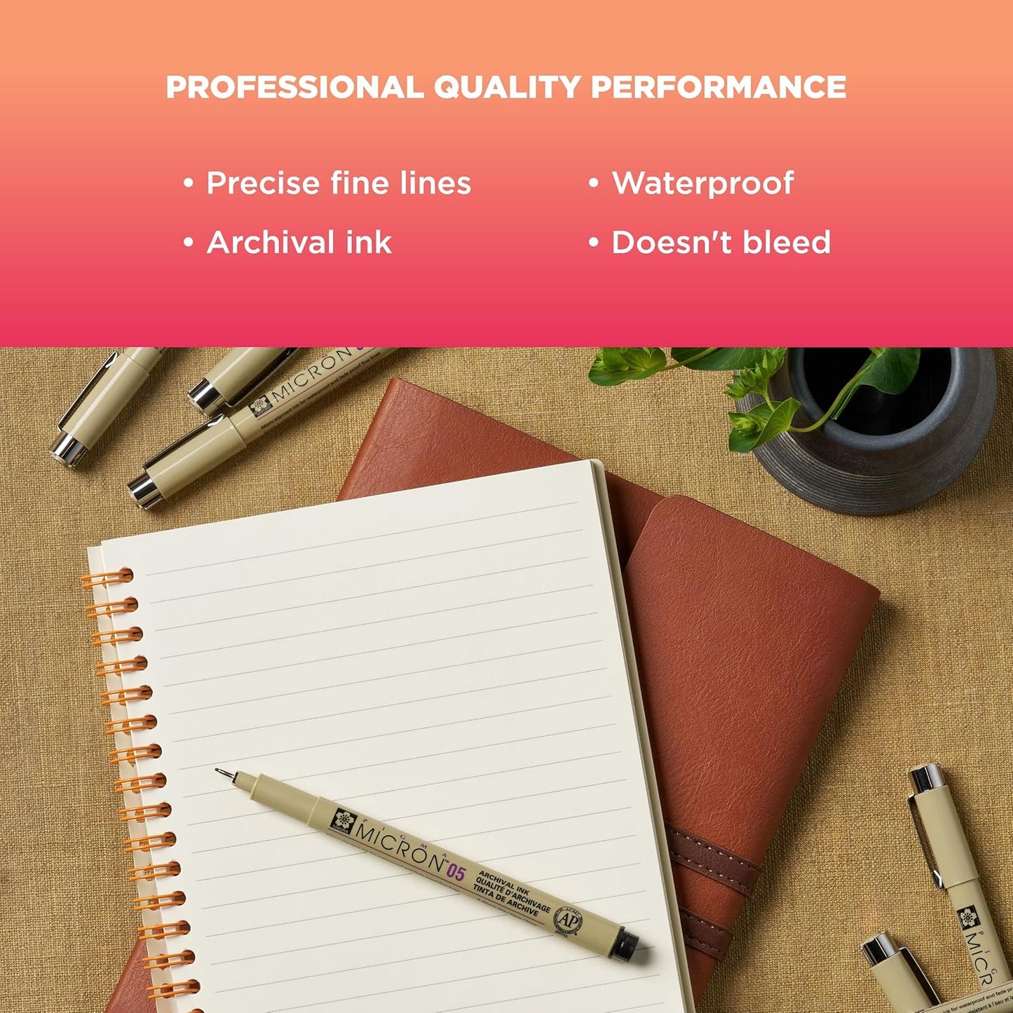 SAKURA Pigma Micron Fineliner Pens - Archival Black & Colored Ink Pens - For Writing, Drawing, or Journaling - Black & Colored Ink - 05 Point Size - 6 Pack