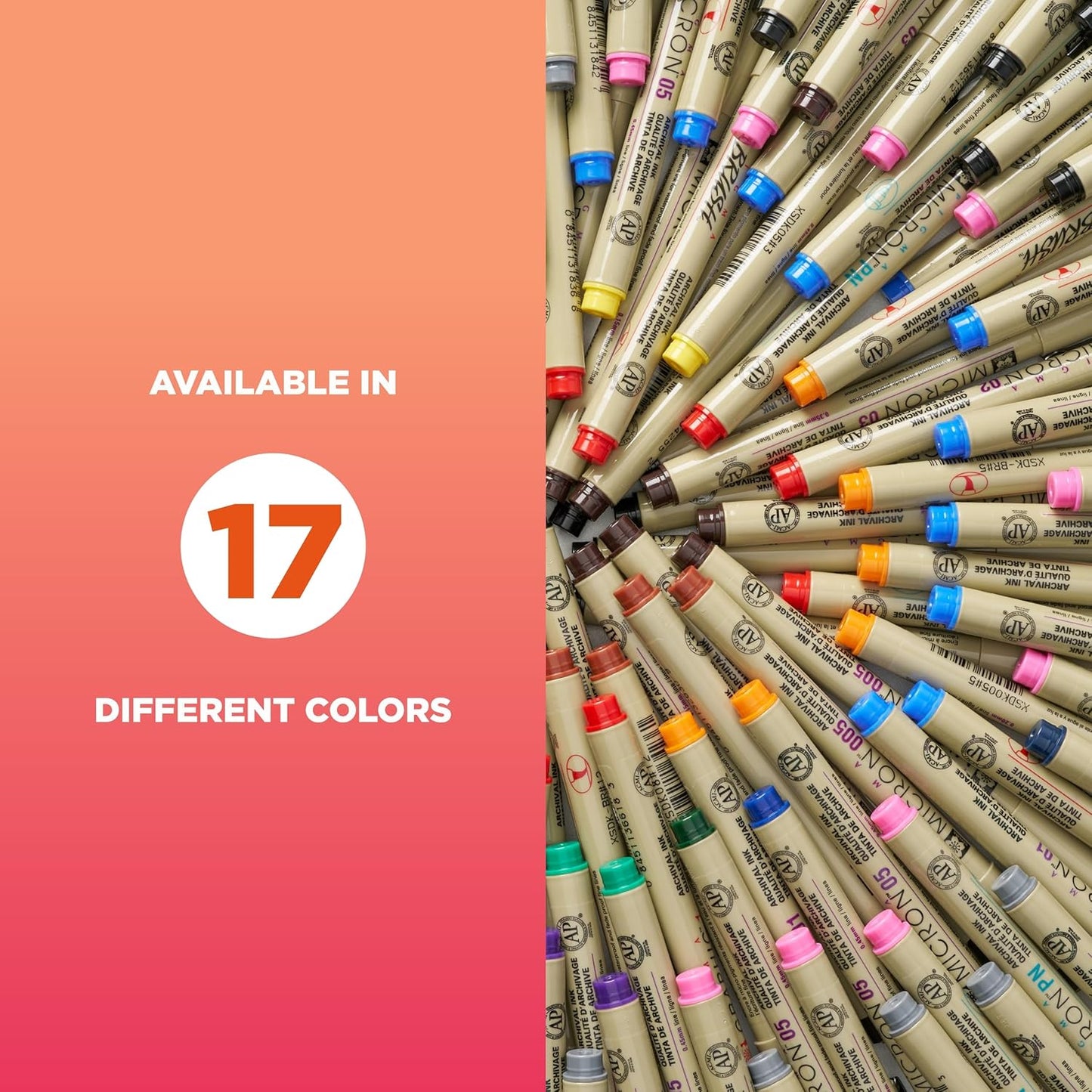 SAKURA Pigma Micron Fineliner Pens - Archival Black & Colored Ink Pens - For Writing, Drawing, or Journaling - Black & Colored Ink - 05 Point Size - 6 Pack