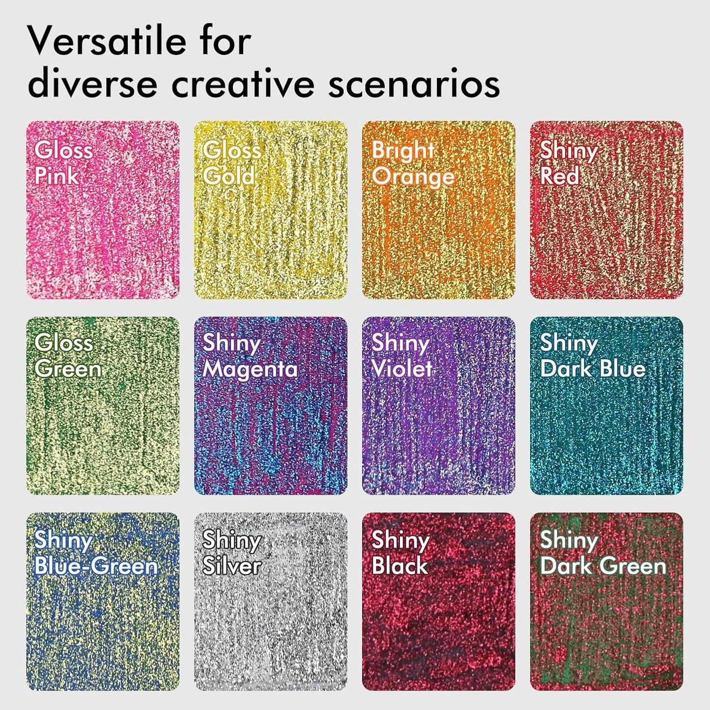 12 Colors Retractable Glitter Gel Pens, Metallic Vibrant Sparkle Gel Pens for Adult Coloring Books,Sparkle Glitter Pens for Drawing Writing Planner Journaling Doodling