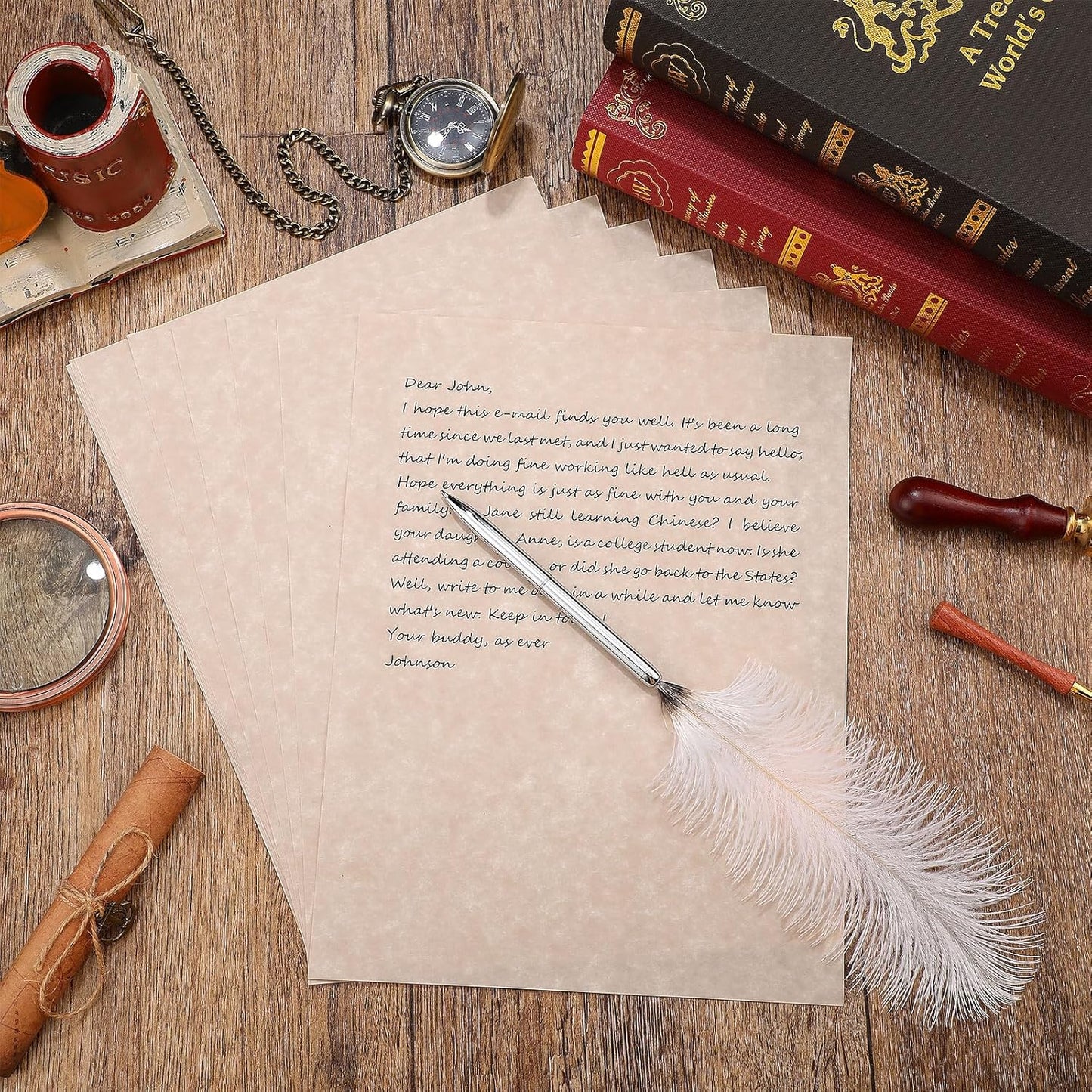 Epakh 300 Pcs Old Age Parchment Paper 8.5 x 11 Inch Standard Letter Vintage Colored Old Parchment Double Side Printing Paper (Dark Beige)