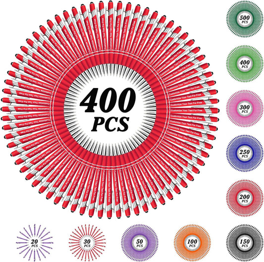 Max 500 Pcs Personalized Pens Bulk, Custom Pens with Free Engraving, Customized Stylus Tip Ballpoint Pen with Your Name Massage Text for School Office Business Graduation Anniversaries-400 Packs