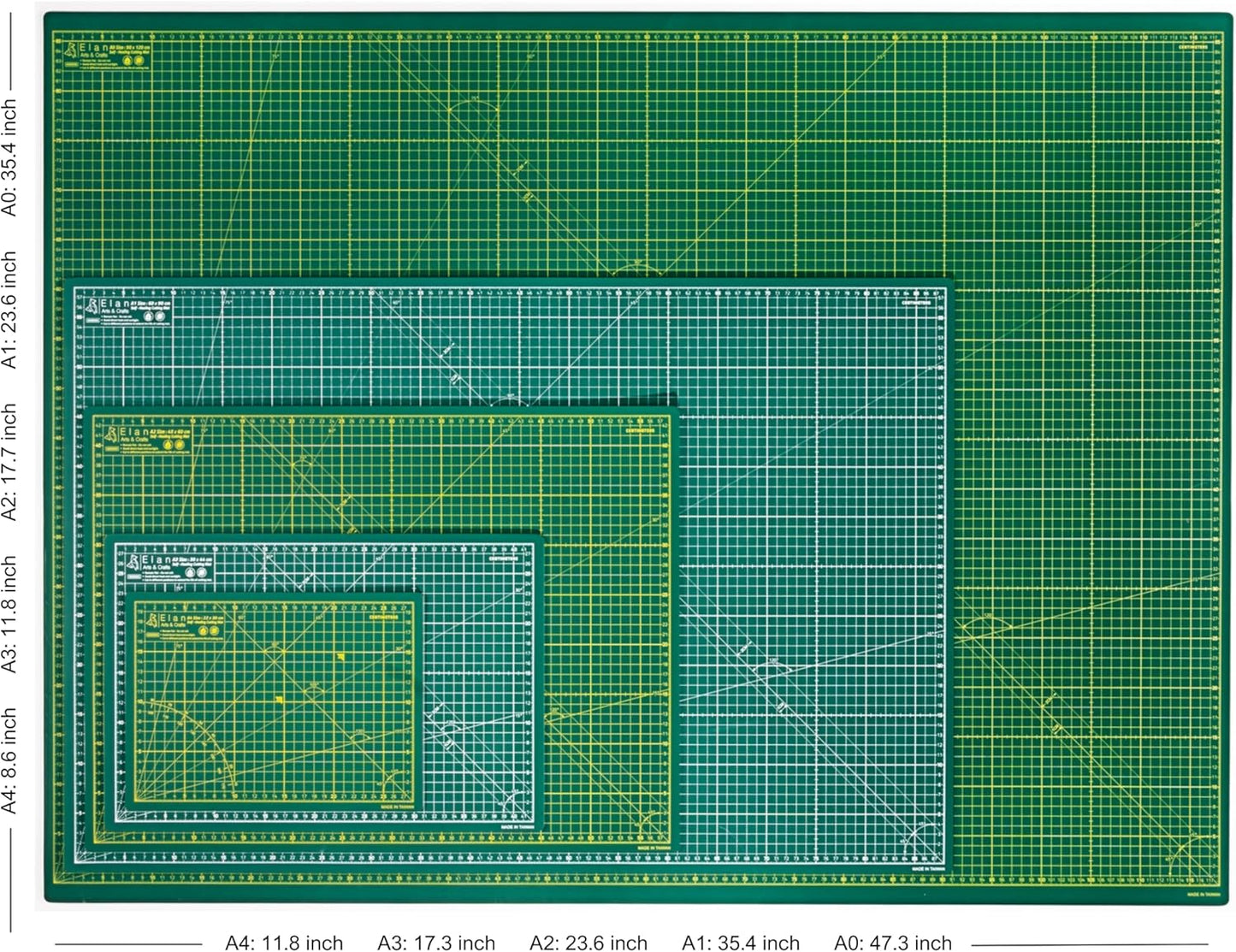 Elan Cutting Mat A4 Green, Self Healing Cutting Mat 9x12 Inch, 5-Ply Craft Board Green, Hobby Board for Crafts 9x12 Inch
