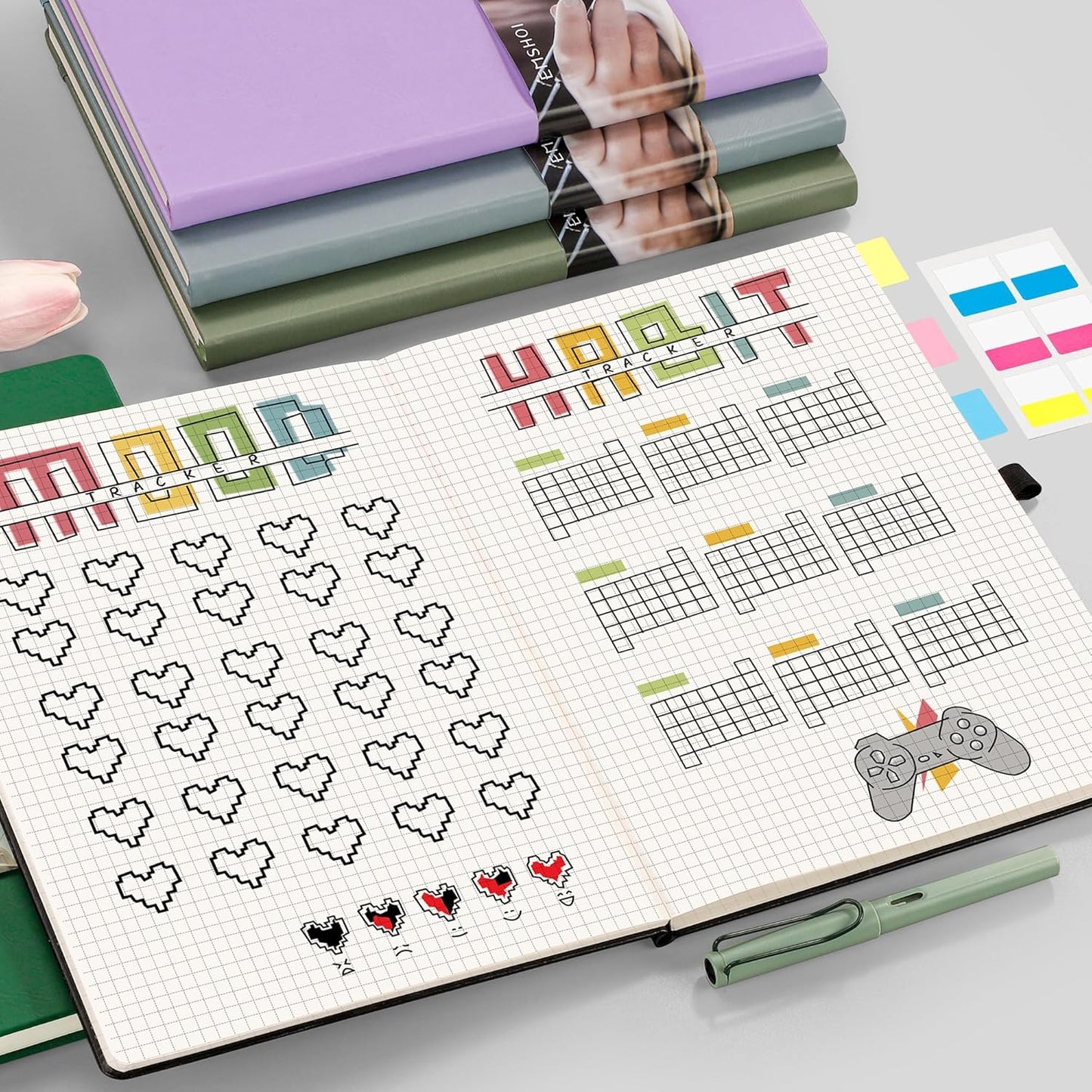 EMSHOI Graph Paper Notebook, 8.5" x 11" Hardcover Leather Journal for Women Men, 192 Pages 100 GSM Grid Paper A4 Large Journals for Writing, Graph Notebook for Work, Graphing, Engineering, Purple