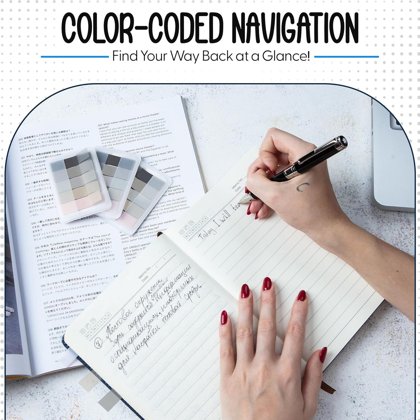 Essex Wares - 300 Pieces - Transparent Sticky Notes Tabs with Case - 5 Morandi Colors - 3 Cases - 1.8" x 0.4" - 60 Pieces Each Color - Pop Up Index Tabs - Book Flags for Annotating - Book Sticky Tabs