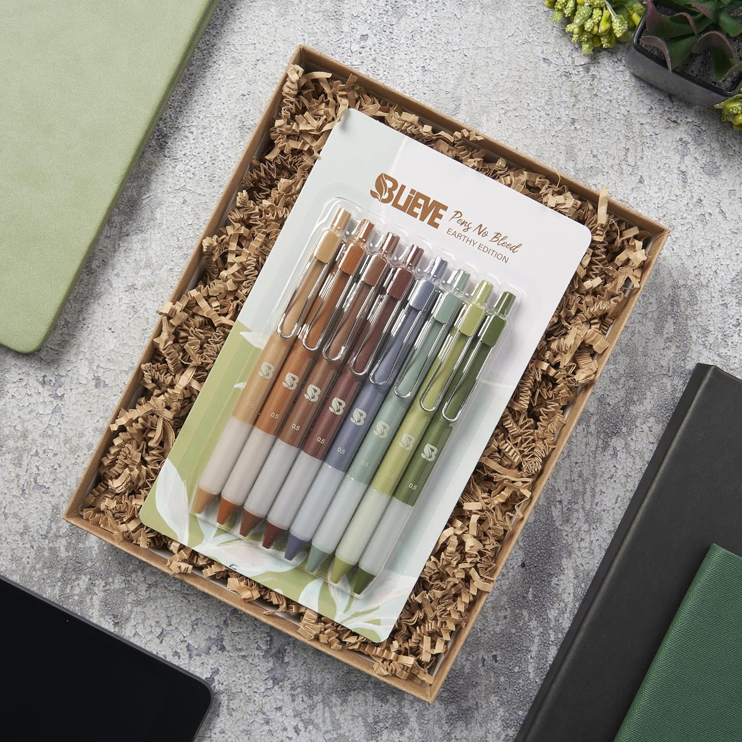 BLIEVE Gel Pens - Earthy, Matte Finish, Smooth Writing, No Bleed - For Journaling, Bible Notes, Drawing - Cute School Supplies, 8 Pack