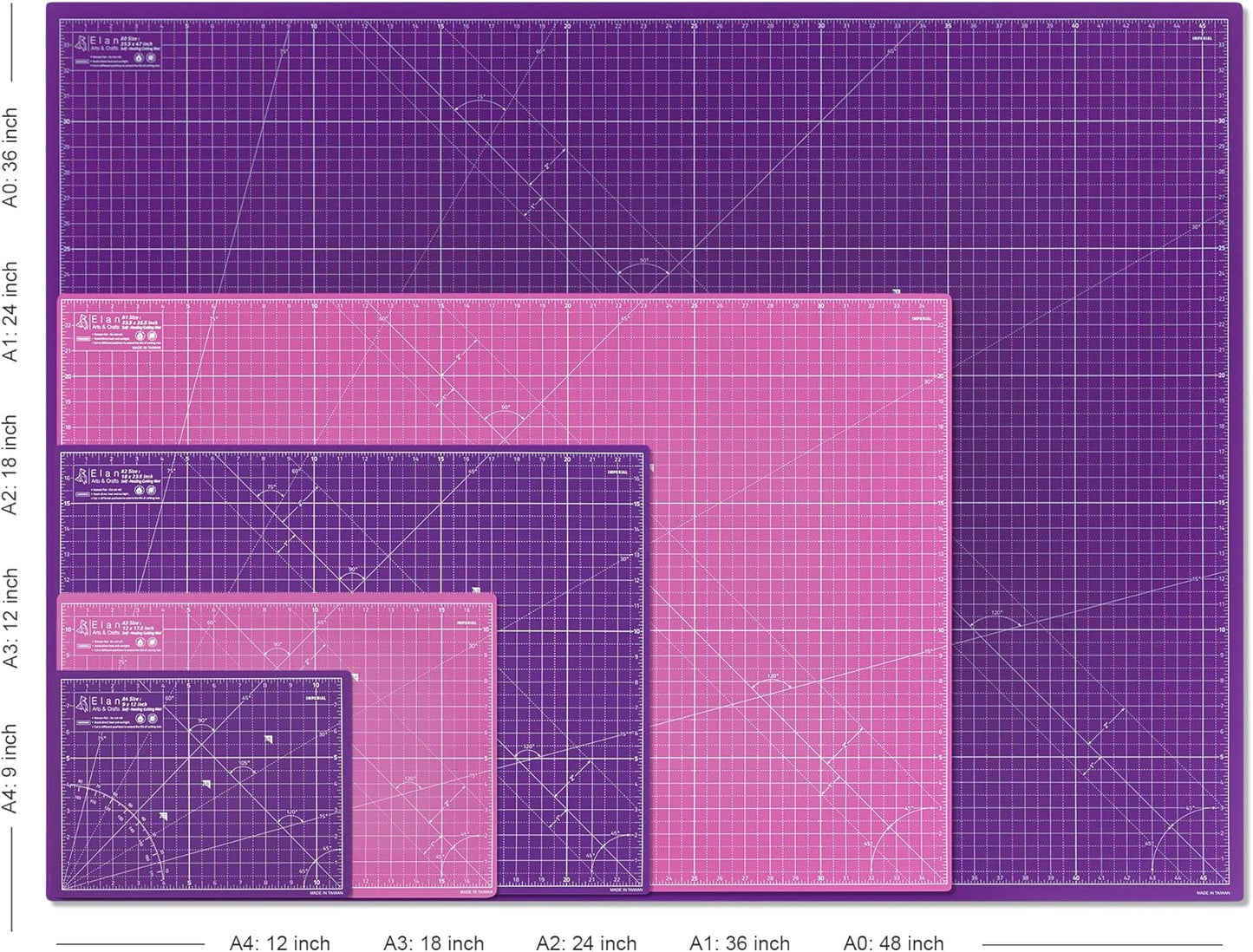 Elan Cutting Mat A2 Pink & Purple, Self Healing Cutting Mat 18x24 Inch, 5-Ply Craft Board Pink, Hobby Board for Crafts 18x24 Inch