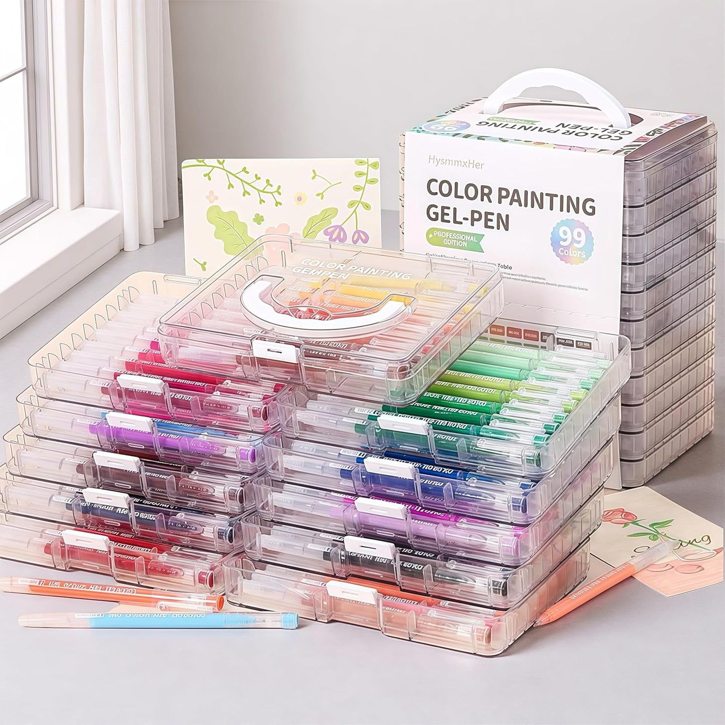 Colored Gel Pens Set, 0.6mm Fine Point for Black & White Paper, Cute Pens for Journaling, Adult Coloring Books, Bible, Drawing, Note Taking, School & Journaling Supplies (99 Luxury Colors)