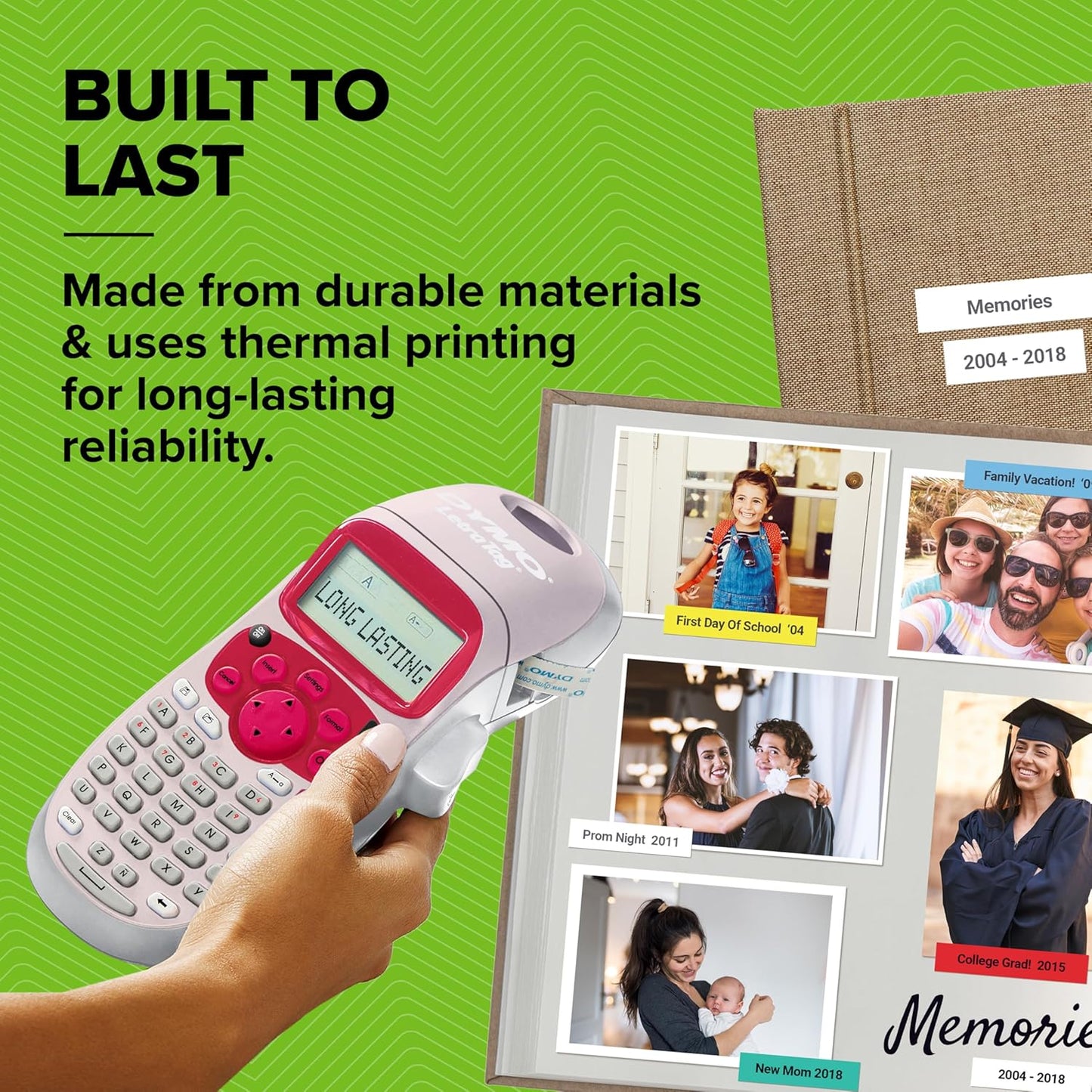 DYMO LetraTag LT-100H Handheld Label Maker | ABC Keyboard Label Printer with Easy-to-Use, 13 Character LCD Screen | Great for Home & Office Organisation | Pink