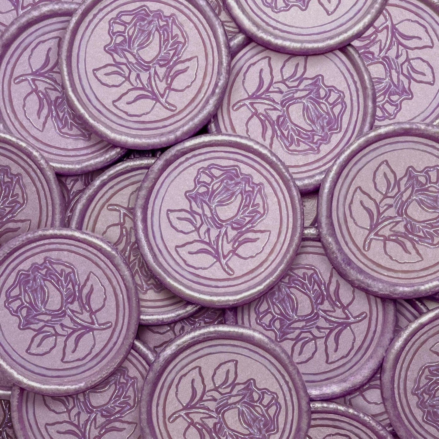 100Pcs Wax Seal Stickers Handmade Envelope Seals Self Adhesive Wax Stickers for Wedding Party Invitations, Envelope, Gift Wrap, Christmas(Rose Style, Lilac Purple)