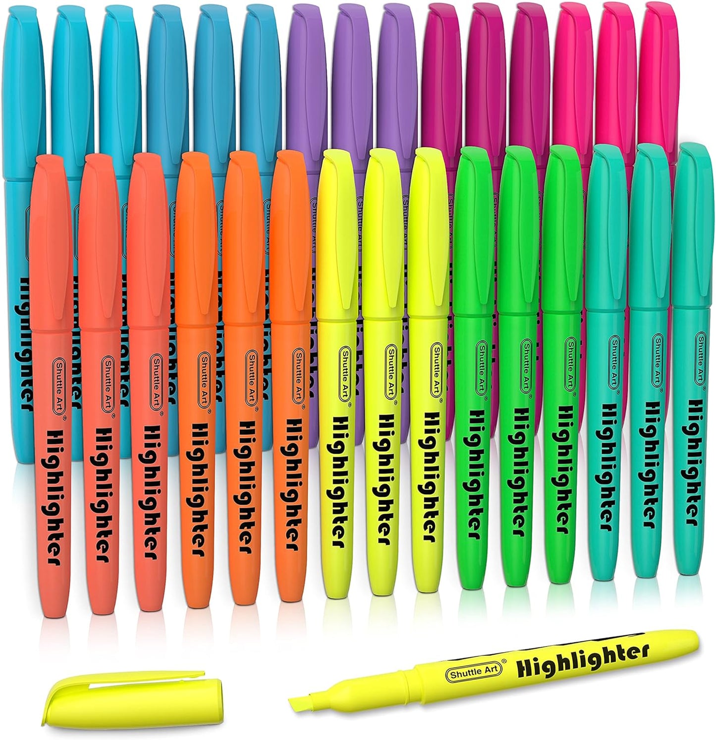 Shuttle Art Highlighters, 30 Pack Highlighters Assorted Colors, 10 Colors Chisel Tip Dry-Quickly Non-Toxic Highlighter Markers for Adults Kids Highlighting in Home School Office