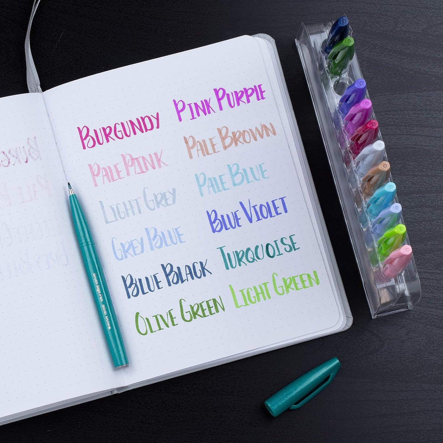 Pentel Arts Sign Pen Brush Tip, Assorted Colors, 12 Pack Box (SES15C2PC12)