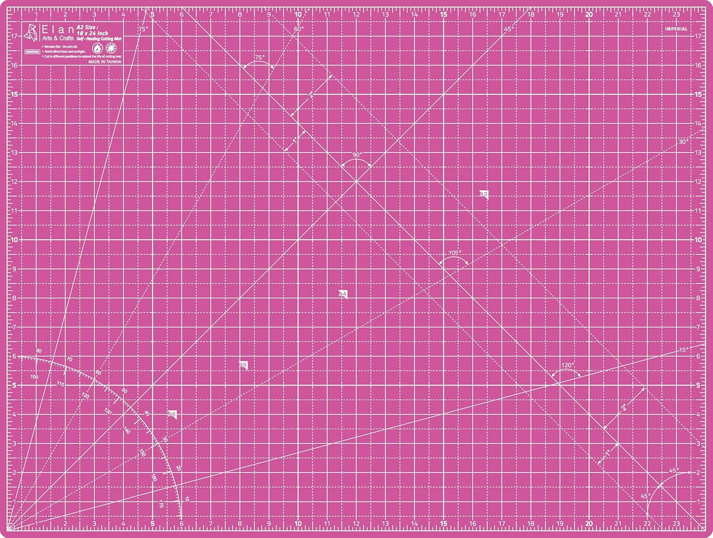 Elan Cutting Mat A2 Pink & Purple, Self Healing Cutting Mat 18x24 Inch, 5-Ply Craft Board Pink, Hobby Board for Crafts 18x24 Inch