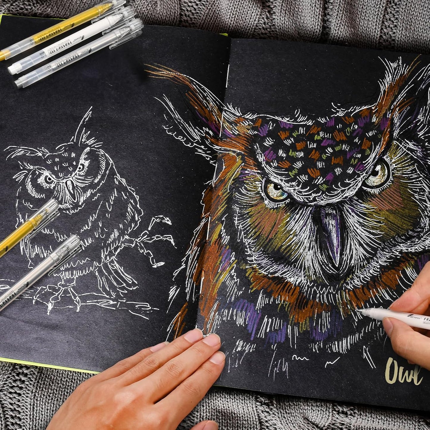 White Gel Pens, 1.0mm Extra Fine Point Gel Ink Pen Set – Opaque Archival Ink Pens for Black Paper Drawing, Bullet Journaling & Artists Drawing, 3 Pack