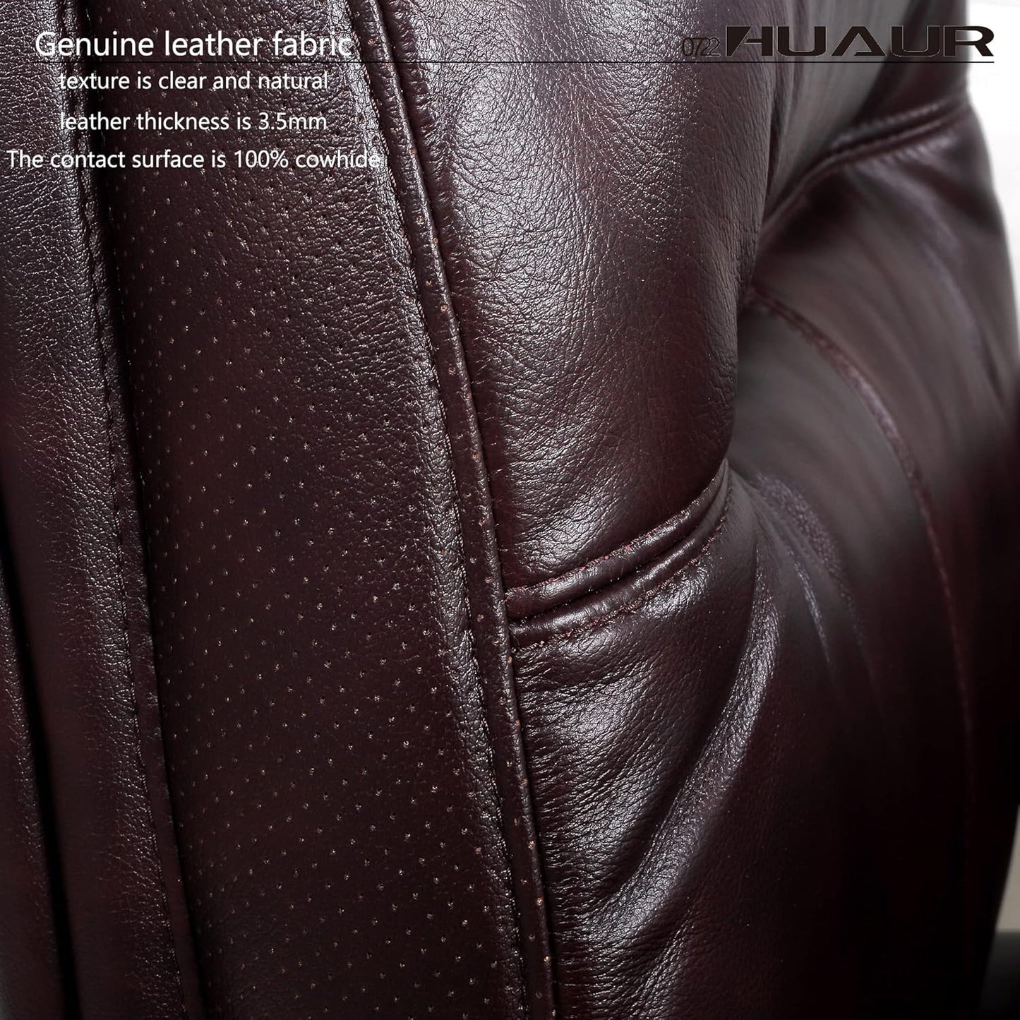 Genuine Leather Modern Executive Chair High-Back Support 90 to 150 Degrees Tilt and Upholstered Home Desk Chair with Base 360LB Capacity Swivel Computer Office Chair (Brown)