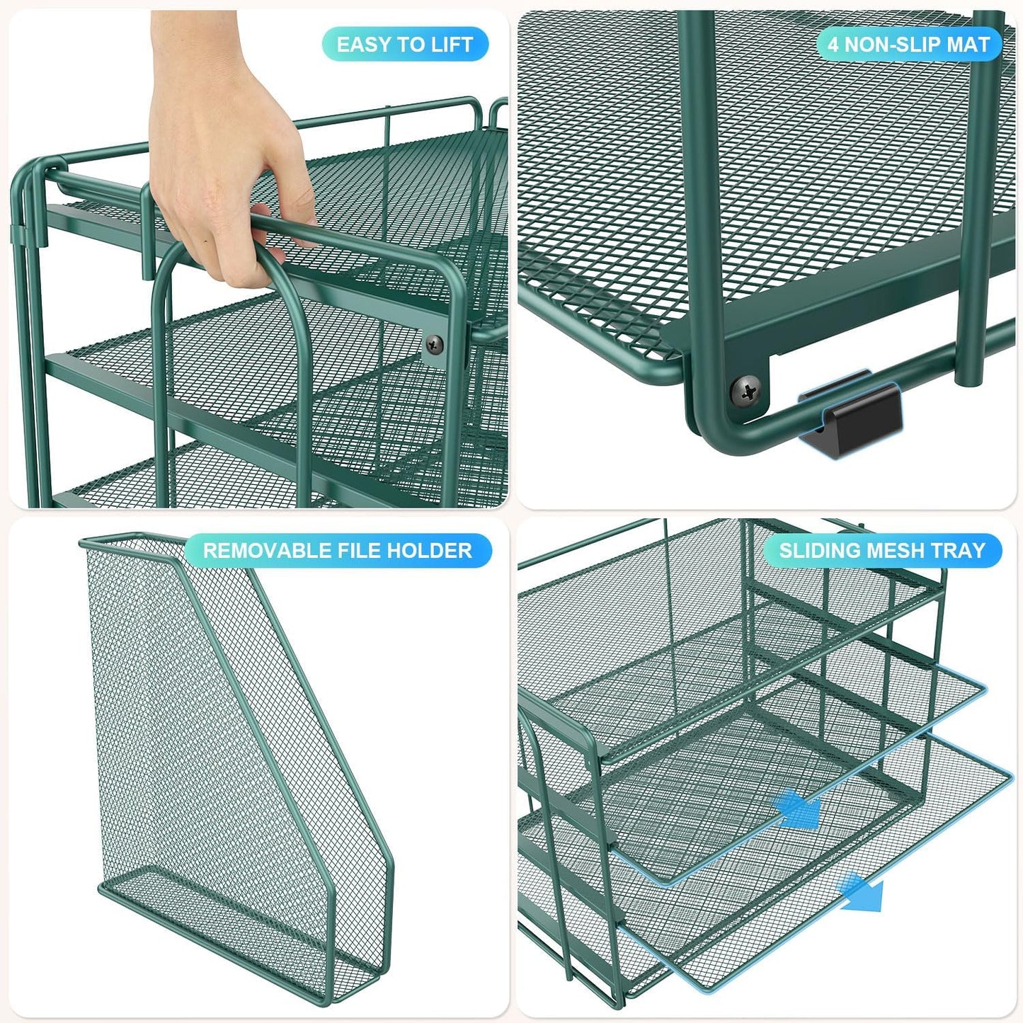 gianotter 4-Tier Paper Organizer With Magazine Holder, Desk Organizers and Accessories, Green Desk Accessories, File Organizer for Office Supplies Storag(Green)