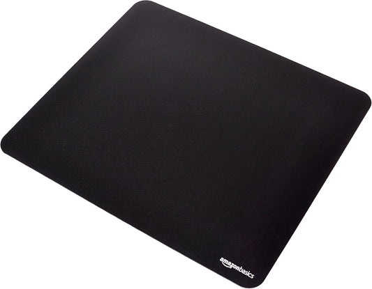 Amazon Basics Large Square Computer Mouse Pad, Cloth and Rubberized Base, 17.7L x 15.7W inches, Black
