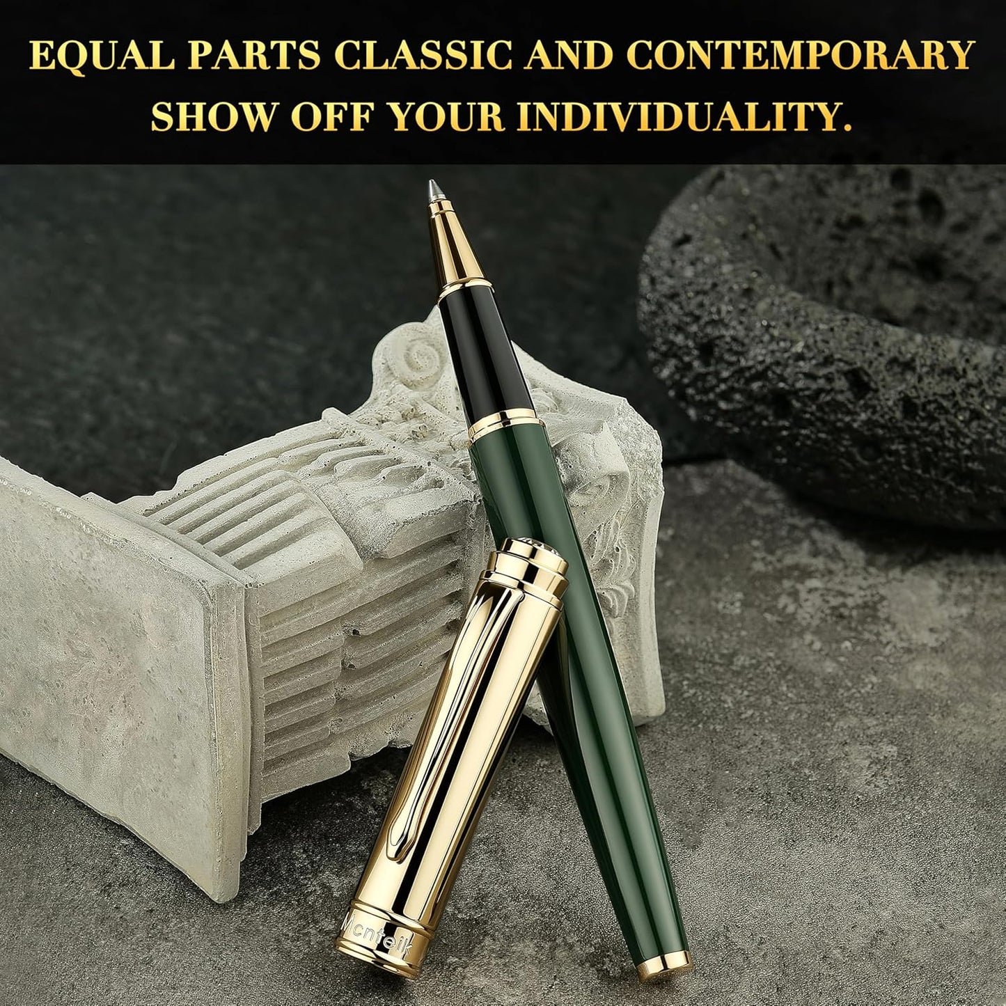 Luxury Rollerball, With 8mm Brilliant diamond,Green Lacquer Pen, Attractive 24K Gold Finish, Schmidt Ink Refill,Glitter Fancy Pens Gifts for Men & Women, Office, Executive, Nice Designer pens