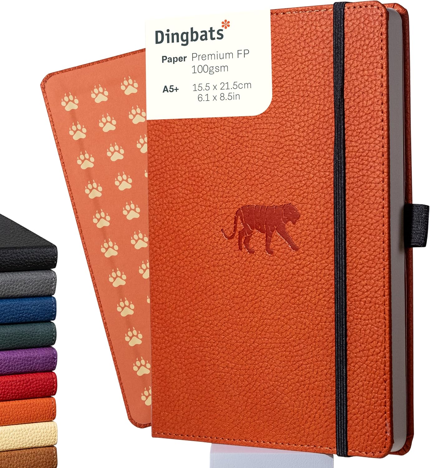 Dingbats* Wildlife Plain Writing Journal Notebook A5 - Vegan Leather Hardcover - Ideal for Work, Travel - Pocket, Elastic Closure, & Bookmark