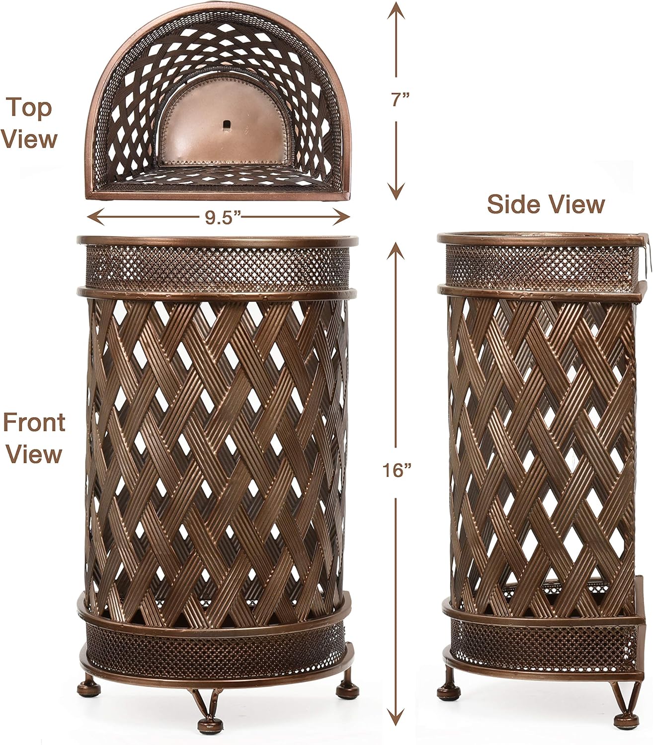 Dualplex Umbrella Stand, Umbrella Holder, Antique Look Metal Entry Hallway Décor, Wallside Style w/Removable Drip Tray. Rack Holds Umbrellas Canes Walking Stick