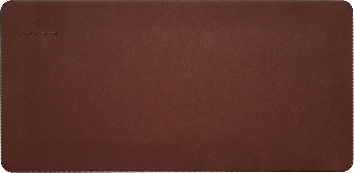 Gallaway Leather Desk Mat - Desk Pad 91.5 x 43 cm - XXL Mouse Mat - Non-Slip Desk Cover - Desk Accessories (Dark Brown)