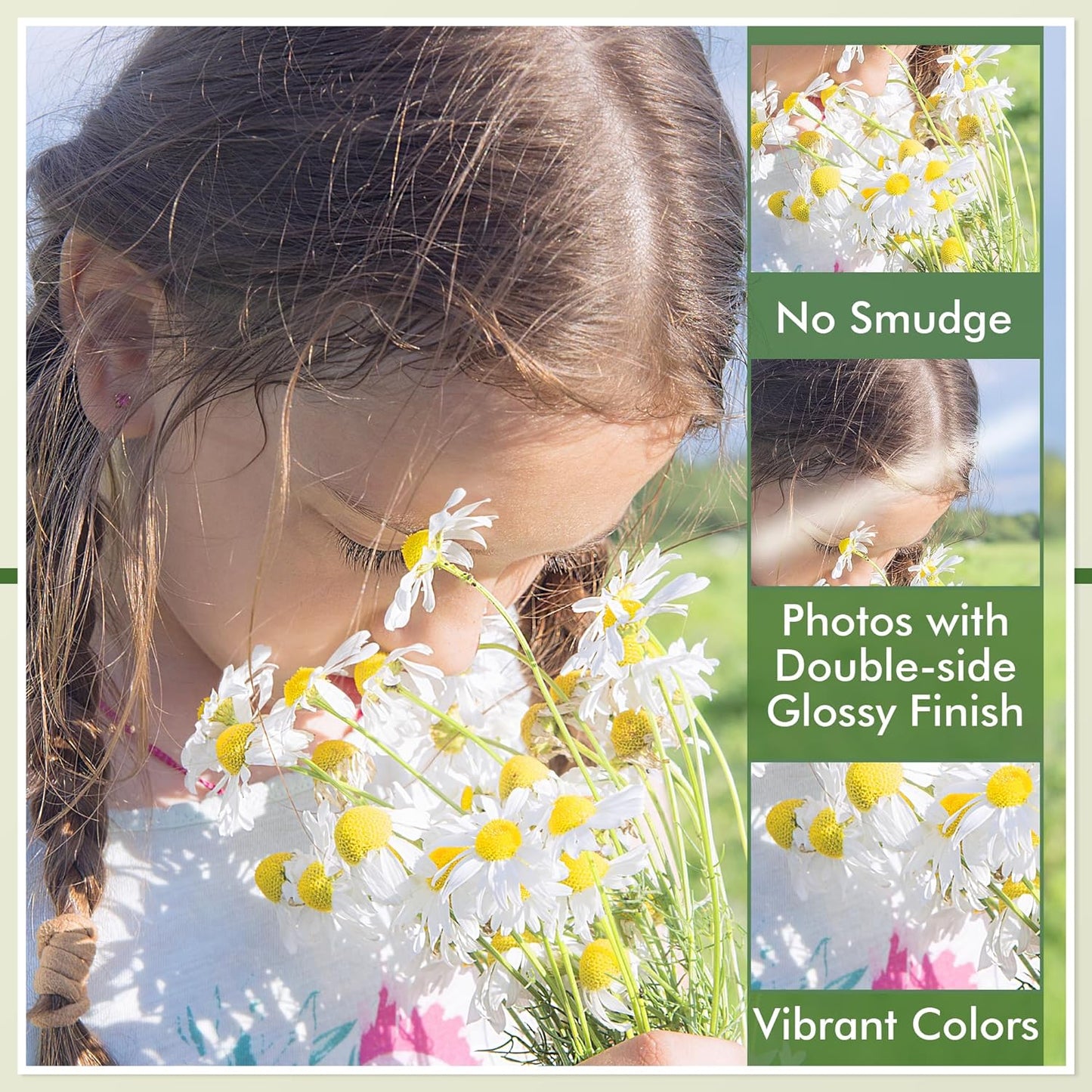 Double Sided Thin Photo Paper Glossy 8.5x11 Inch 32lb for Inkjet Printers Dye Ink 120gsm for Menu Flyer Brochure Printing 50 Sheets