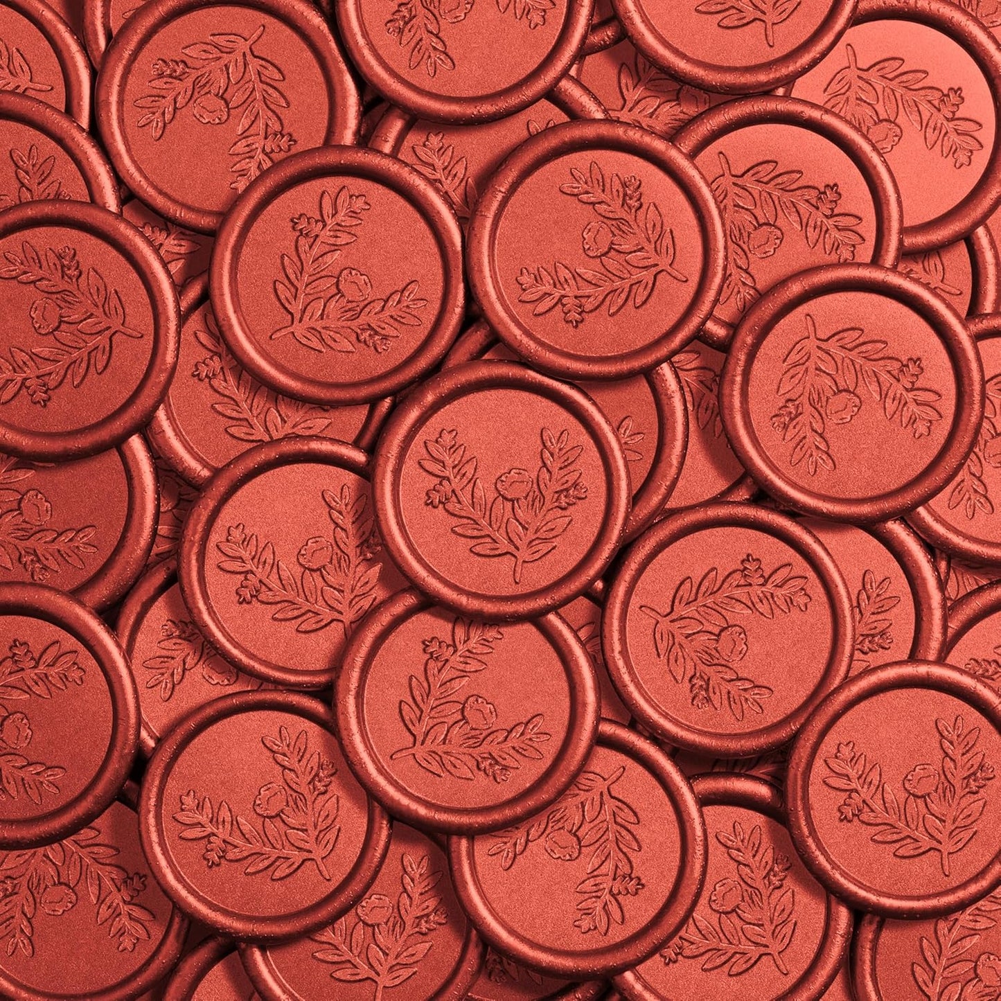 Handmade Wax Seal Stickers - Wedding Invitation Envelope Seal Stickers, 25 Pcs Self- Adhesive Stickers, Perfect for Invitation, Christmas, Gift Wrapping (Eucalyptus Style, Red Wax)