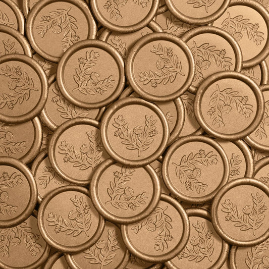 Handmade Wax Seal Stickers - Wedding Invitation Envelope Seal Stickers, 25 Pcs Self- Adhesive Stickers, Perfect for Invitation, Christmas, Gift Wrapping (Eucalyptus Style, Bronze Wax)